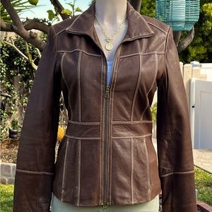 Marc New York Brown Lambskin Leather Jacket (S)